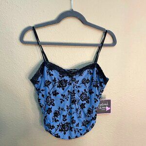 Brand New Blue & Black Grunge Camisole with Sweetheart Neckline – Size [L]